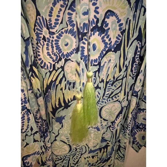 Lilly Pulitzer Benicia Tunic cold shoulder XXS Coastal Dress Blue Boho resort - Picture 5 of 12